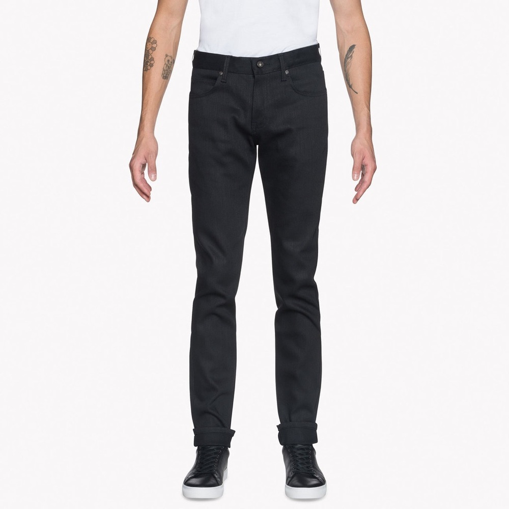 Naked and Famous Super Guy Jeans in Ash Black Stretch- size 34